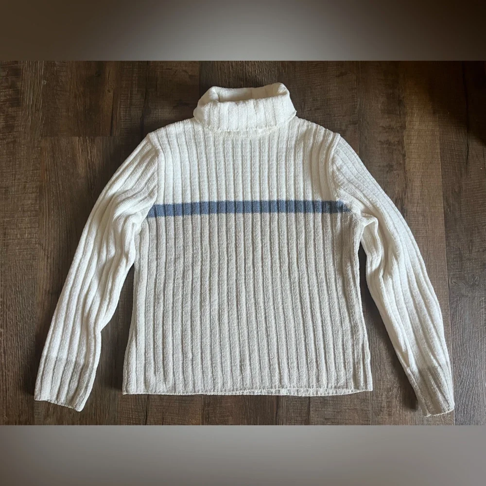 Sonoma Women's Cream, Tan & Blue soft & cozy Turtleneck Sweater. Size XL - Picture 1 of 7